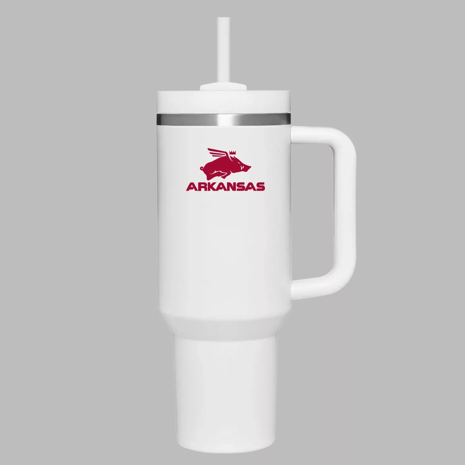 40oz Insulated Tumbler with Handle & Straw - Cardinal Red & White