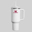 Crimson and white 40oz insulated tumbler with handle and straw Game day college color tumbler insulated