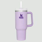 40oz Insulated Tumbler with Handle & Straw - Purple & Gold