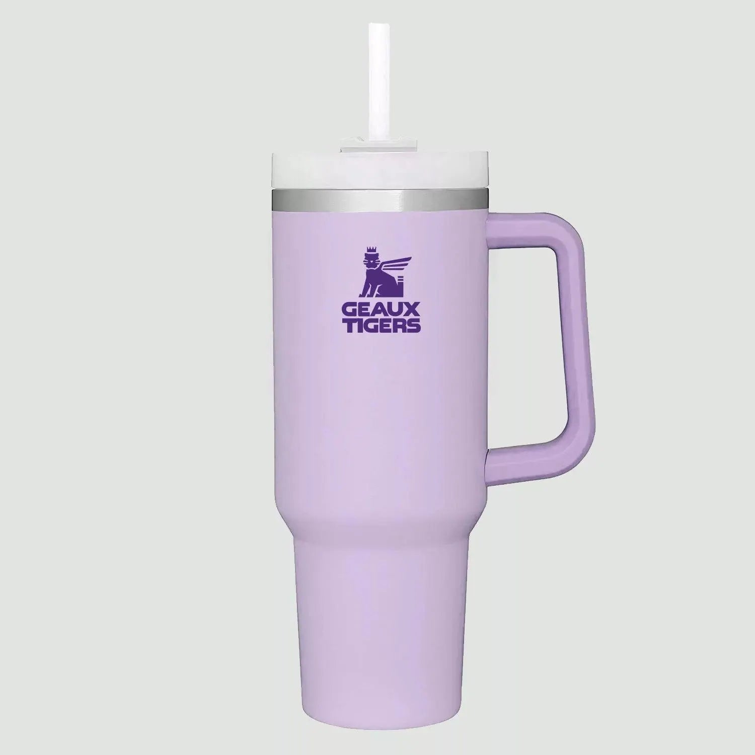 40oz Insulated Tumbler with Handle & Straw - Purple & Gold