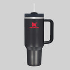 40oz Insulated Tumbler with Handle & Straw - Red & Black