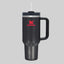 40oz Insulated Tumbler with Handle & Straw - Red & Black