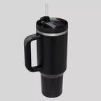 40oz Insulated Tumbler with Handle & Straw - Black & Gold