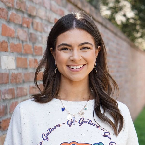 Rally Stand Gameday Charm Necklace — Orange & Blue