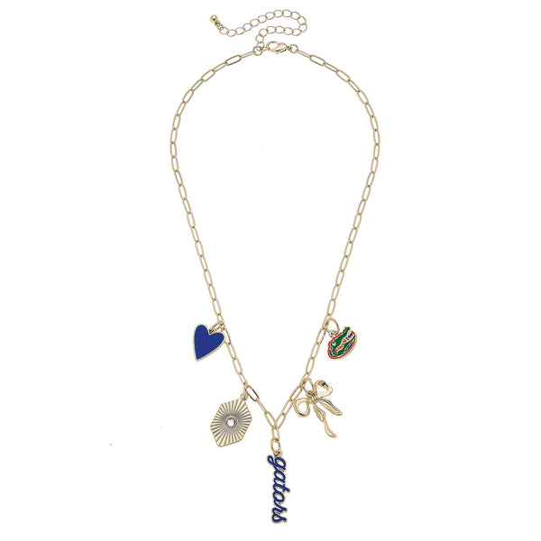 Rally Stand Gameday Charm Necklace — Orange & Blue