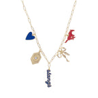 Gameday Charm Necklace – Blue & Red Football Spirit Jewelry | Paperclip Chain Necklace