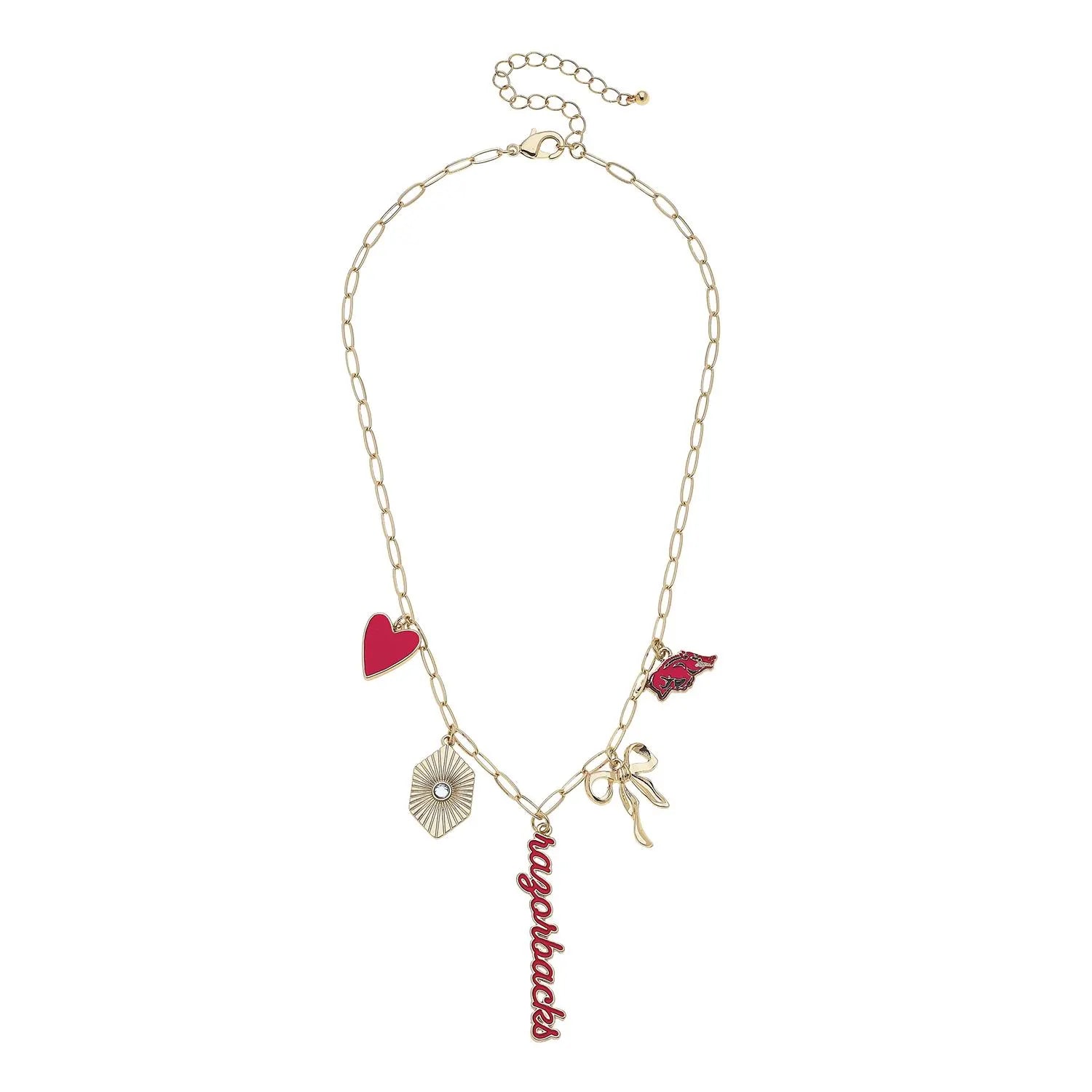 Gameday Charm Necklace – Red & Gold Football Spirit Paperclip Chain Jewelry