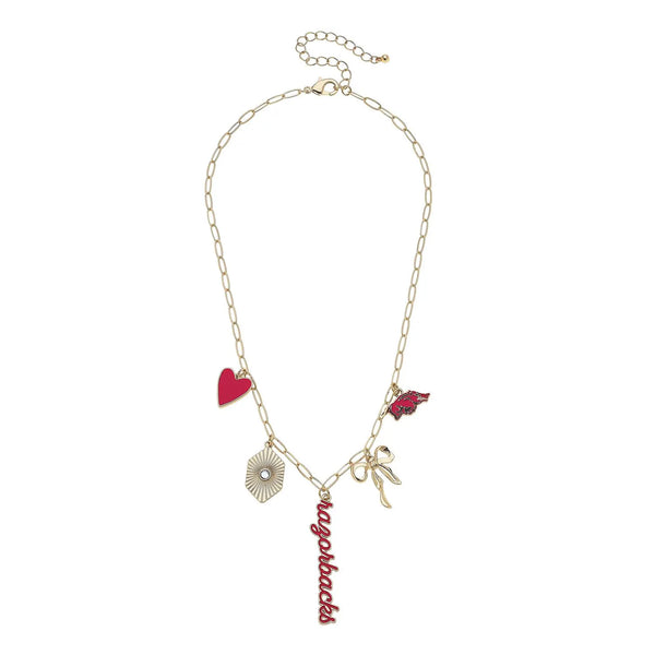 Rally Stand Gameday Charm Necklace — Red & Gold