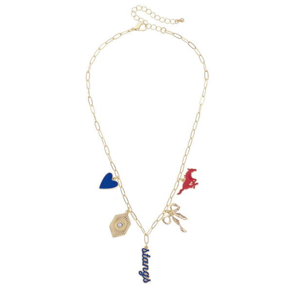 Rally Stand Gameday Charm Necklace – Blue & Red