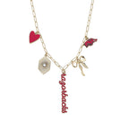 Gameday Charm Necklace – Red & Gold Football Spirit Paperclip Chain Jewelry
