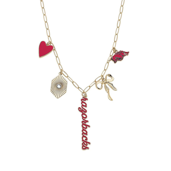 Rally Stand Gameday Charm Necklace — Red & Gold
