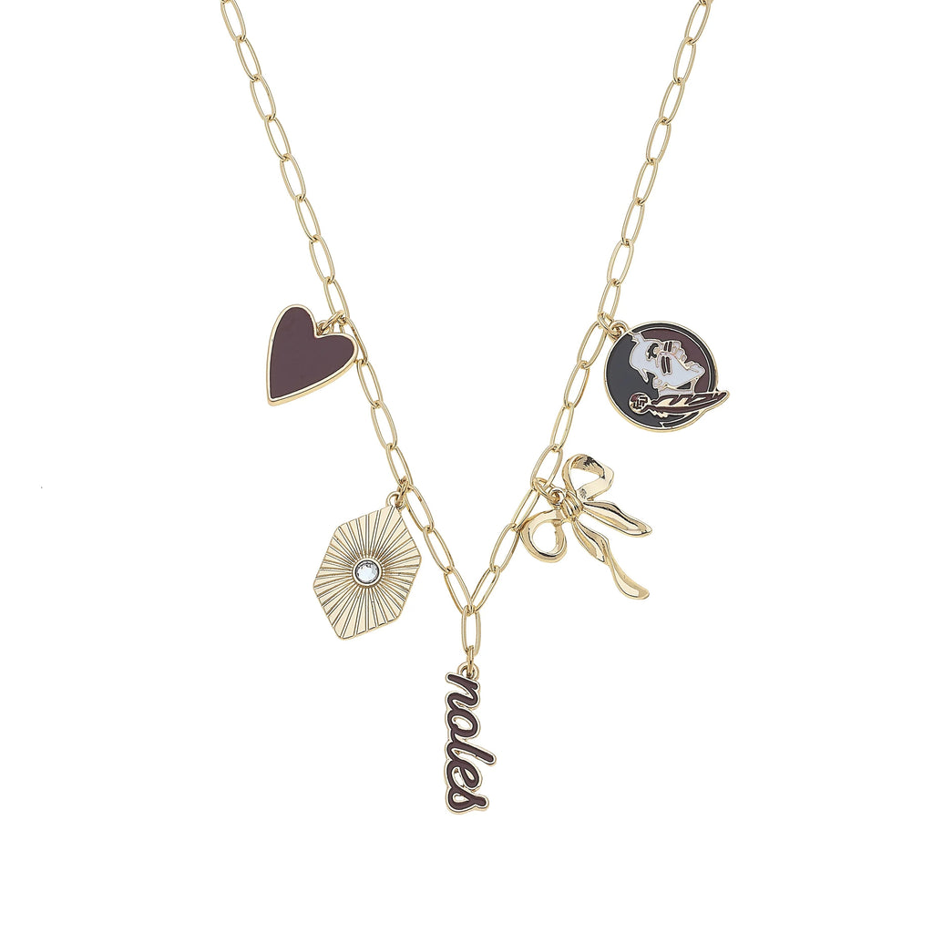Gameday Charm Necklace – Garnet & Gold Football Spirit Jewelry | Paperclip Chain Necklace