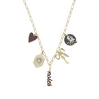 Gameday Charm Necklace – Garnet & Gold Football Spirit Jewelry | Paperclip Chain Necklace