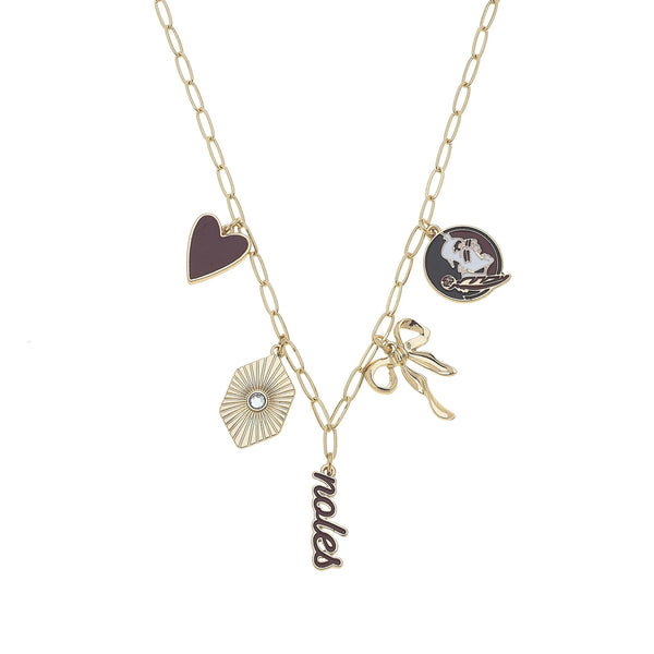 Rally Stand Gameday Charm Necklace — Garnet & Gold