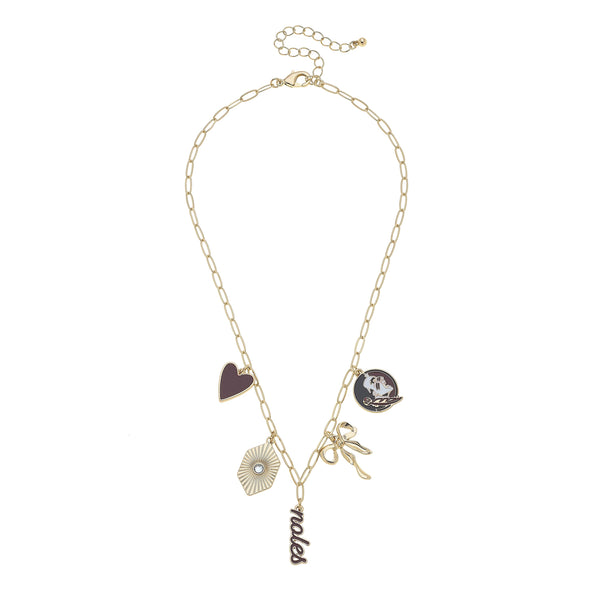 Rally Stand Gameday Charm Necklace — Garnet & Gold