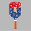 Milton Eagles Pickleball Paddle in red and navy design with star patterns and a gold handle.