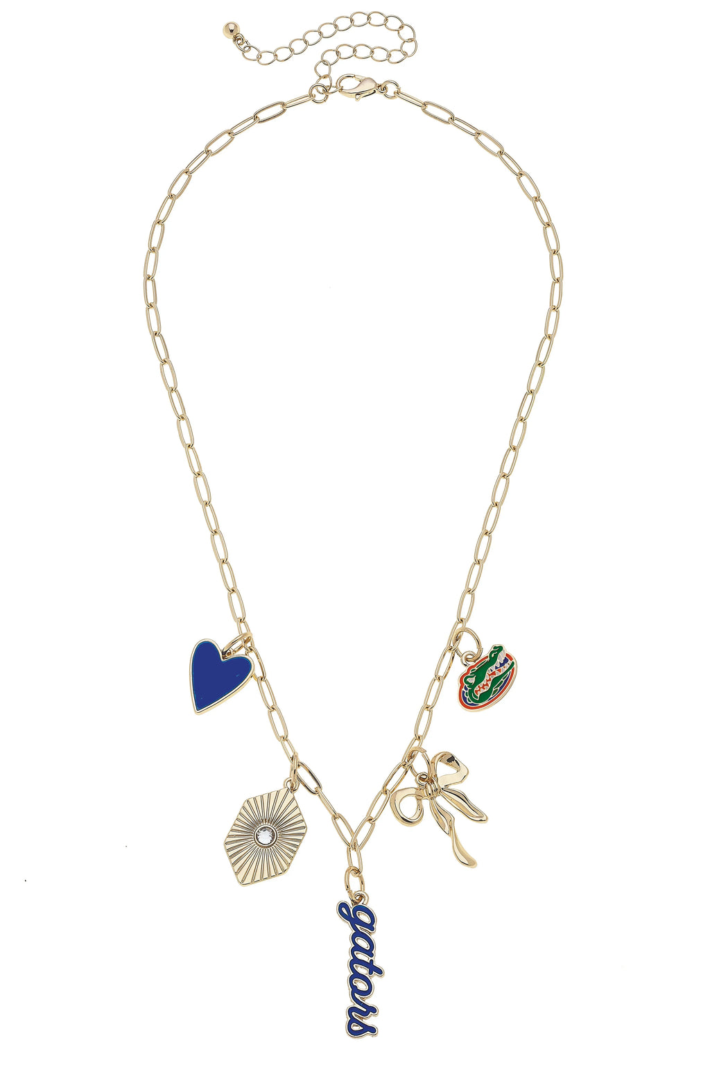 Gameday Charm Necklace – Orange & Blue Football Spirit Jewelry | Paperclip Chain Necklace