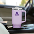 40oz Insulated Tumbler with Handle & Straw - Purple & Gold