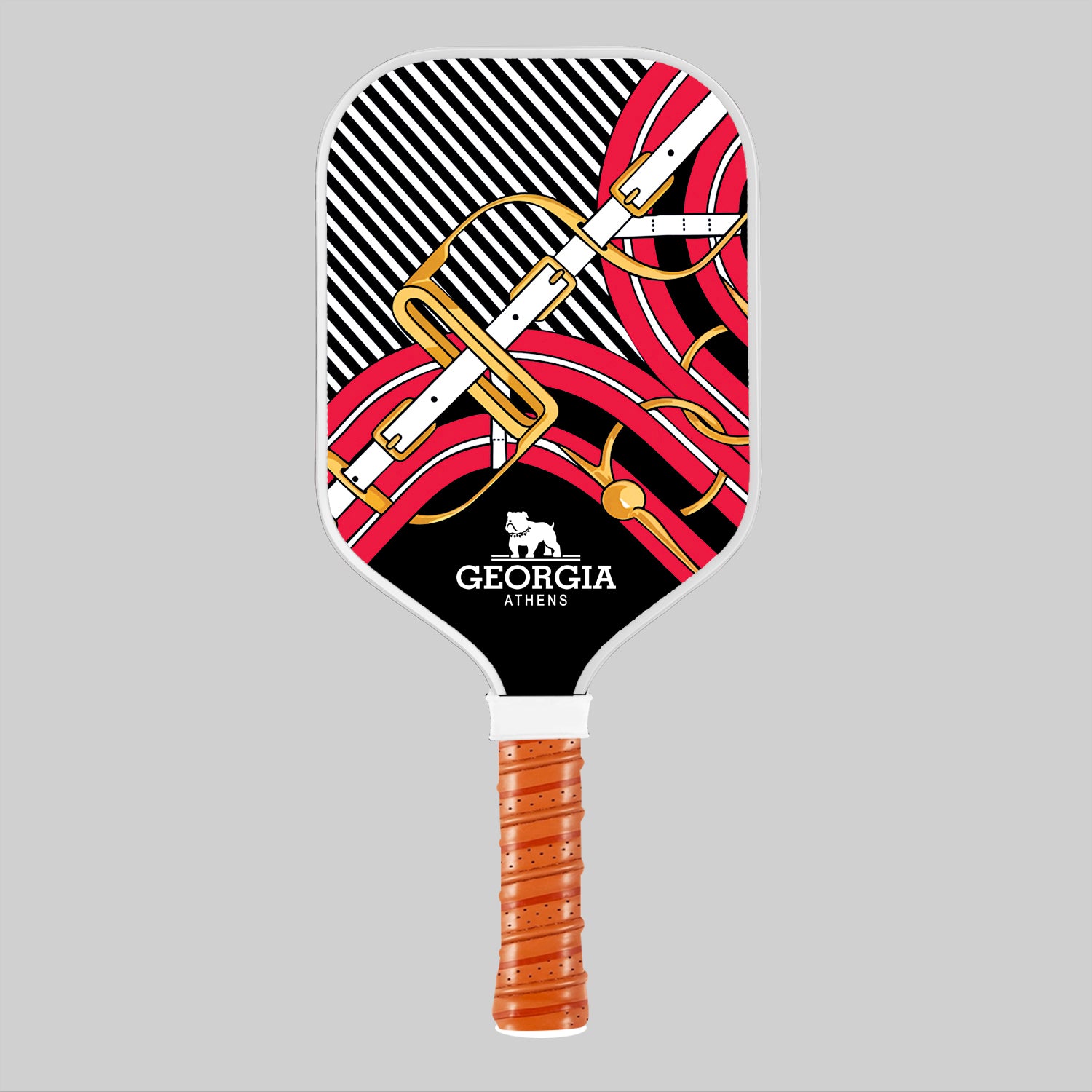 Gameday Red & Black Pickleball Paddle featuring Georgia-inspired design and carbon fiber lightweight construction. Main image