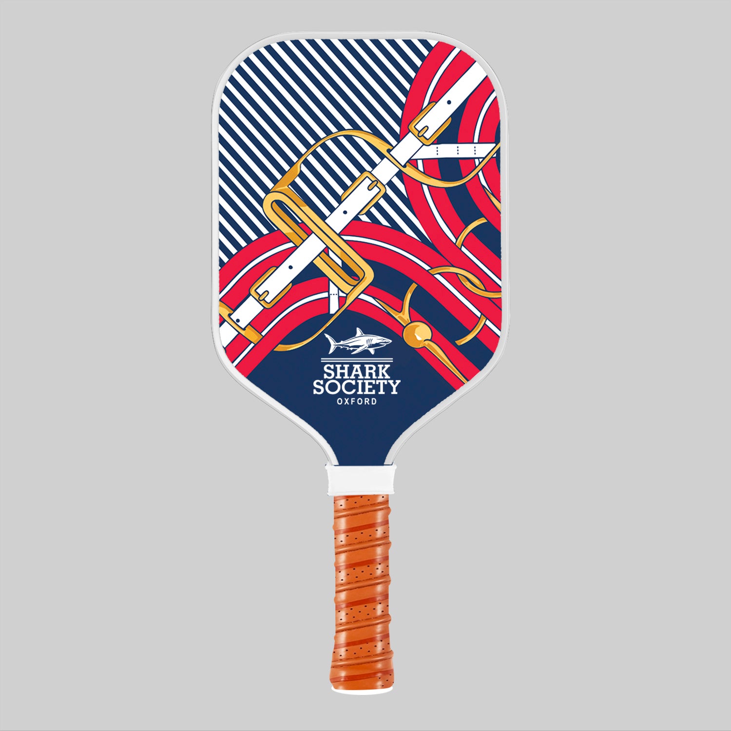 Shark Society Oxford Gameday Red & Blue Pickleball Paddle with vibrant design and comfortable grip. Main image