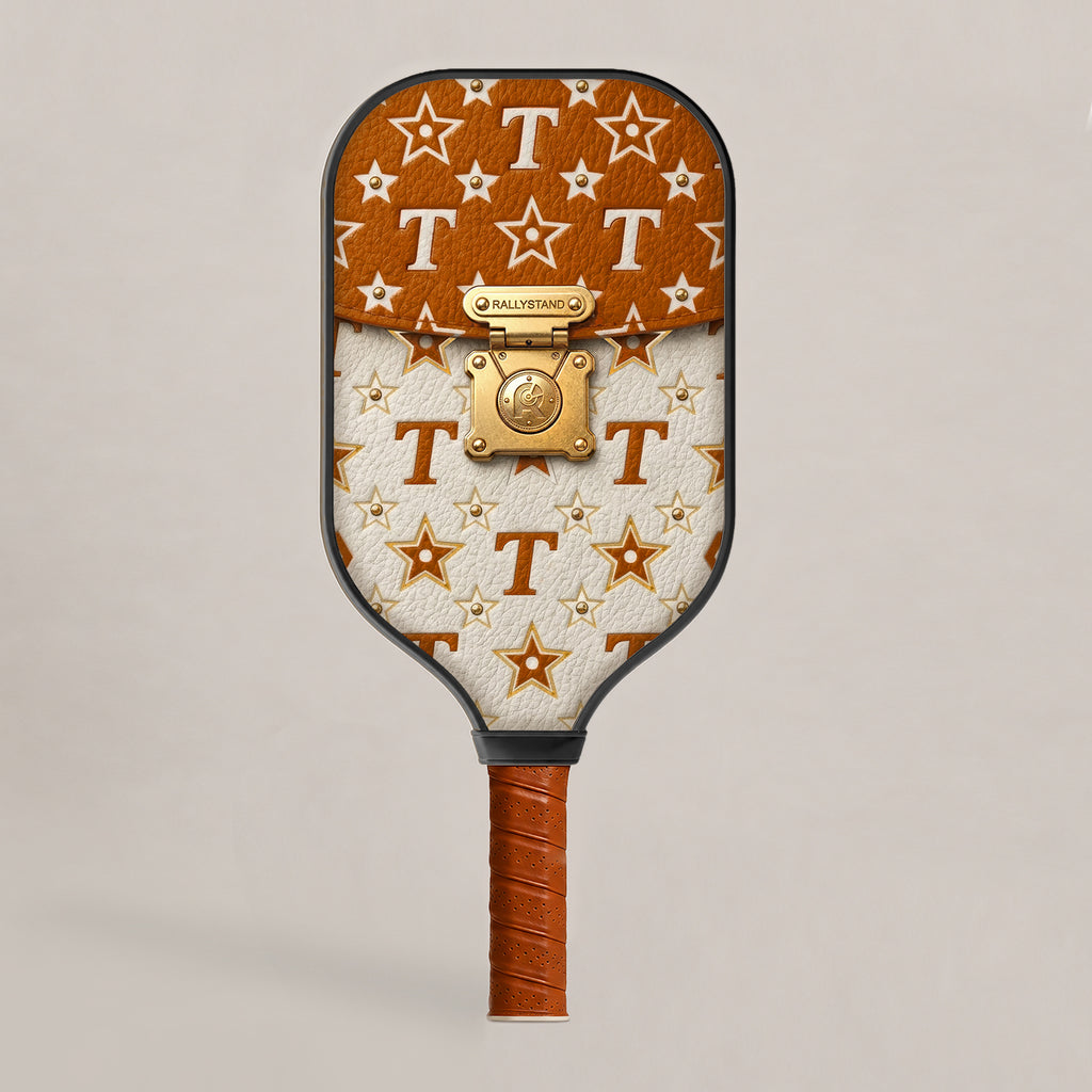 Rally Stand Carbon Fiber Pickleball Paddle – Burnt Orange and White