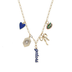 florida gators charm necklace | university of florida jewelry | ncaa licensed paperclip chain | gameday, alumni, sorority, graduation gift