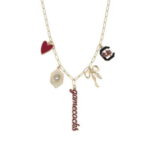 south carolina gamecocks charm collector necklace – 18k gold paper clip chain